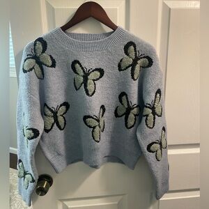 Debut Blue and Black Butterfly Sweater